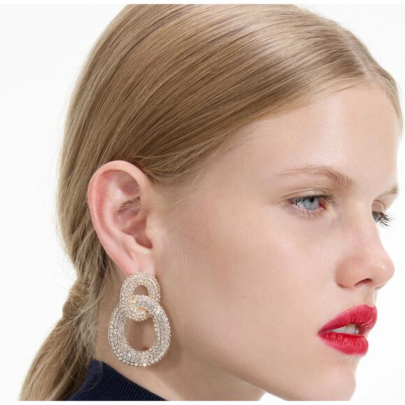 Self-Portrait Gold Crystal Link Earrings - Picture 1 of 6